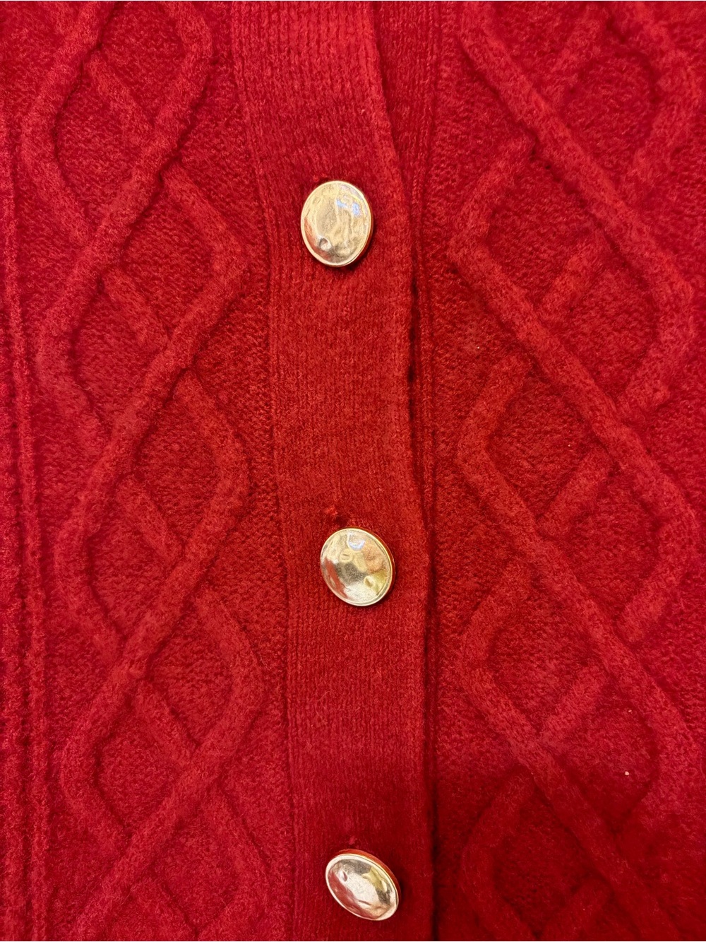 Universal Thread Red Cable Knit Button-Front Cardigan - Picture 4 of 5